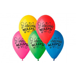 Smart Balloons Balonek nafukovací 10'' průměr 26cm Všechno nejlepší 10ks v sáčku