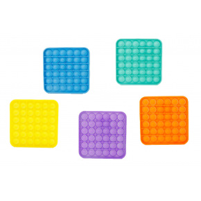 Teddies Bubble pops - Praskajúce bubliny silikón antistresová spol. hra 5 farieb štvorec 12,5x12,5cm v sáčku