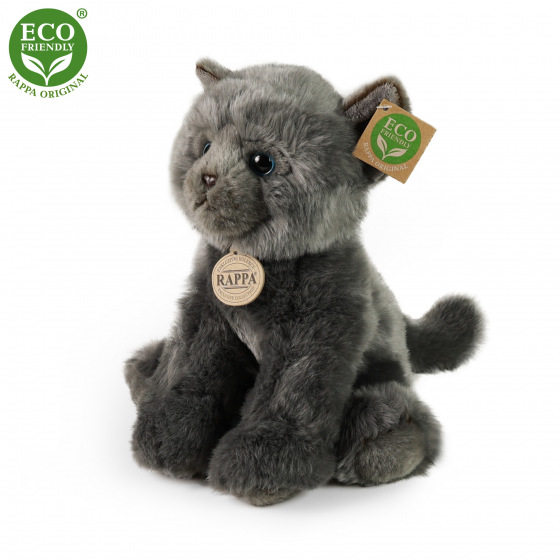 Rappa Plyšová mačka šedá 25 cm ECO-FRIENDLY