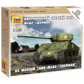 Zvezda Wargames (WWII) tank 6263 - Sherman M-4 (1:100)