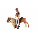 Teddies Pferd zum Frisieren + Puppe Jockey Anlily mit Gelenken aus Kunststoff mit Zubehör in Schachtel 32x36x11cm
