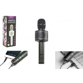 Teddies Mikrofon Karaoke Bluetooth czarny na baterię z kablem USB w pudełku 10x28x8,5cm