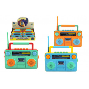 Teddies Plastikowe radio dla dzieci 15x12cm na baterie, z dźwiękiem i światłem w 3 kolorach