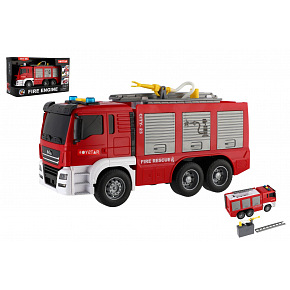 Teddies Auto strażackie plastikowe 25cm na napęd bezwładnościowy na baterie ze światłem i dźwiękiem w pudełku 31x19cm