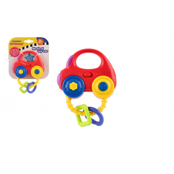 Chrastítko auto plast 10x11cm na baterie se zvukem, světlem na kartě 3m+