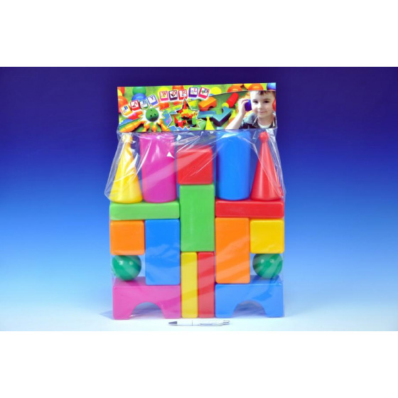 Teddies Stavebnice kostky velké 18ks plast v sáčku 40x53x8cm