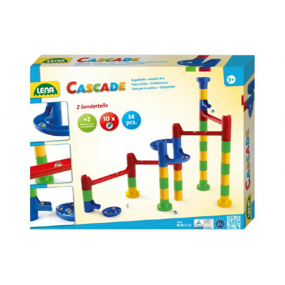 Lena Kugelbahn 34 Stück 10 Kugeln Kunststoff in Schachtel 35x27x6cm