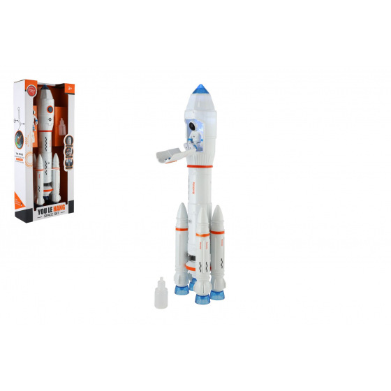 Teddies Raketa vypouštějící páru plast 36cm na baterie se zvukem se světlem s doplňky v krabici 17x38x6,5cm