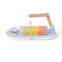 Teddies Containerschiff mit Kran 13-tlg. Holz 28cm mit Zubehör in Schachtel 30x16x8cm 24m+