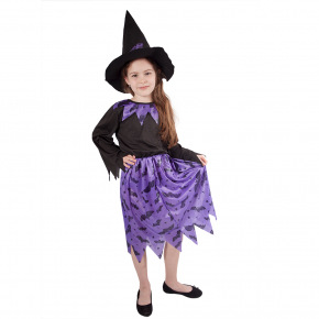 Rappa Dziecięcy kostium czarownicy z nietoperzami i kapeluszem (M) e-pakiet