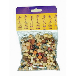Detoa Mix dřevěných perlí 100g hnědo-přírodní