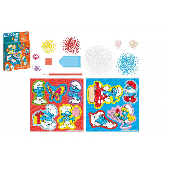 Kreativní sada diamantové malování Šmoulové v krabičce 18x25x2cm