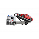 Dromader Dromedár Auto odťahovka Welly Scania P320 + auto kov/plast 15 cm mix druhov v krabičke 18,5 × 10 × 6 cm