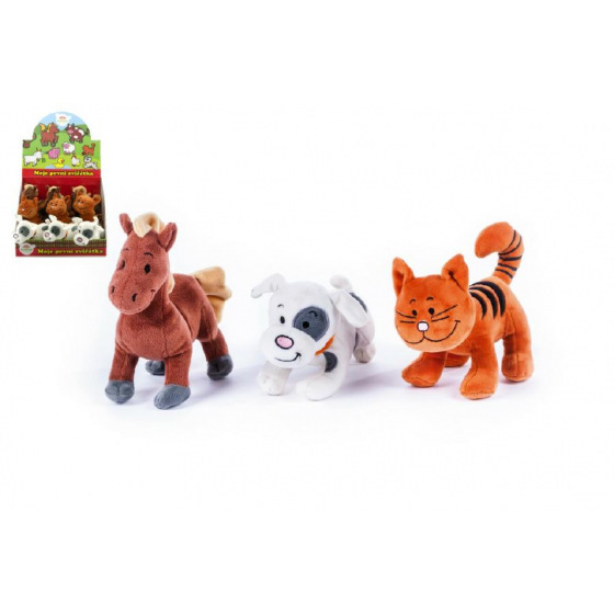 Teddies Zvířátko plyš 18-20cm Moje první zvířátka se zvukem asst 3 druhy