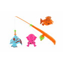 Teddies Spiel Fische/Angler magnetisch Kunststoff 3 Stk.+Rute Kunststoff 34cm Farbmix auf Karte