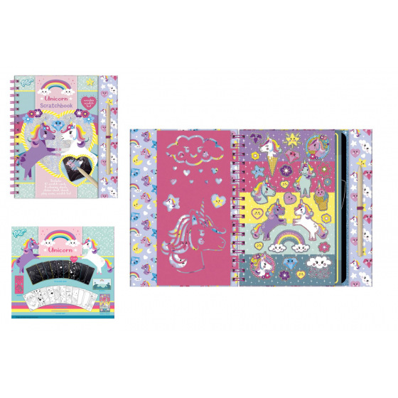 Lowlands Škrabací obrázky blok jednorožec ve fólii 20x24cm