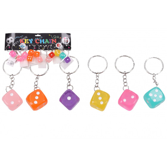 Wiky Prívesok na kľúče/Kľúčenka hracia kocka plast/kov 7cm 6 farieb
