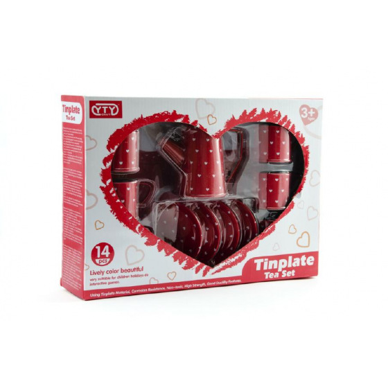 Teddies Zastawa stołowa czerwona puszka 14 szt. w pudełku 34x24cm