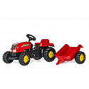 Rollytoys šliapací traktor Rolly Kid s vlečkou - červený