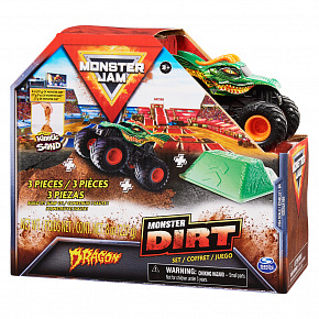 SpinMaster MONSTER JAM - sběratelský kovový model Monster Truck, Dragon set s doplňky, 1:64