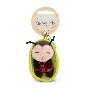 NICI klíčenka spící Beruška 12 cm, zelený košík, GREEN