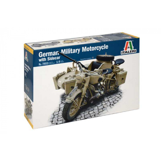 Italeri Model Kit military 7403 - German Military Motorcycle with Sidecar (1:9)