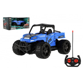 Teddies Auto RC buggy pick-up terénní modré 22cm plast 27MHz na baterie se světlem v krabici 30x14x16cm