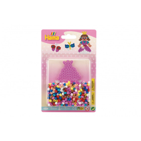 Lowlands Bügelperlen Hama Prinzessin 450 Stk. + Steckplatte auf Karte 12x18cm