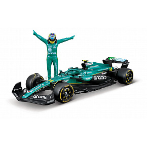 Bburago - RACE Formula F1 s figurkou jezdce, Aston Martin AMR25 (2025) #14 Fernando Alonso,1:24