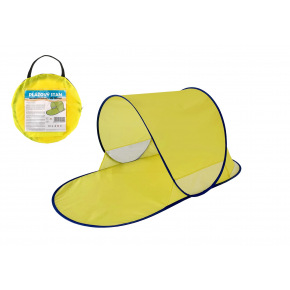 Teddies Namiot plażowy z filtrem UV 140x70x62cm samoskładany poliester/metal owalny żółty w płóciennej torbie