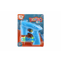 Teddies Seifenblasenpistole blau Kunststoff 13cm + Nachfüllung mit Batterien auf Karte