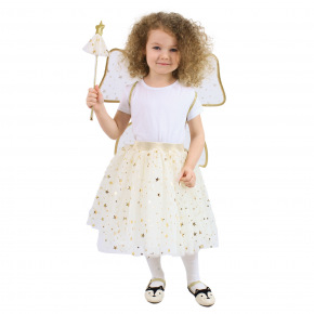Rappa Detský kostým tutu sukne zlatá víla s paličkou a krídlami e-obal