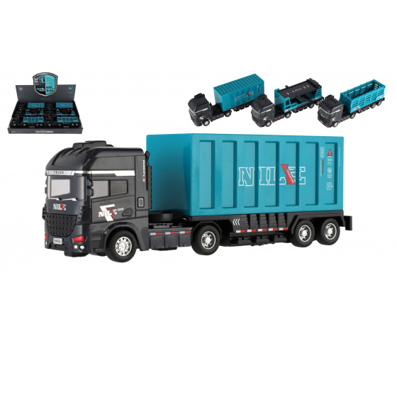 Teddies Auto nákladní s vlekem plast 26cm na setrvačník 3 druhy