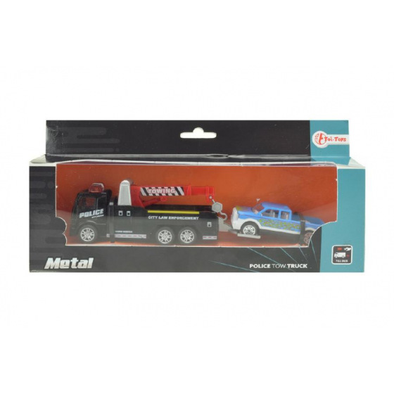 Teddies Abschleppwagen mit Kran 2 Stück Metall 18cm mit Rückzug in Schachtel 24x11x5cm