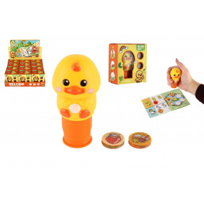 Teddies Samolepkové razítko/Razítko se samolepkami kachna plast s nálněmi v krabičce 10x12cm 