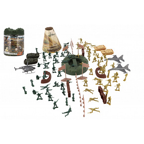 Teddies Set Soldaten 110 Stück Kunststoff in Kunststoffdose 18x23cm