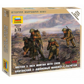 Zvezda Wargames (WWII) figurky 6168 - British Mortar with crew 1939-42 (1:72)