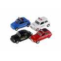 Teddies Auto policie retro 11cm kov/plast na zpětné natažení na baterie se světlem 4 druhy