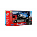 Dromader Dromedár Auto odťahovka Welly Scania P320 + auto kov/plast 15 cm mix druhov v krabičke 18,5 × 10 × 6 cm