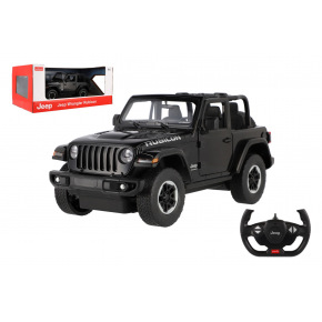 Teddies Auto RC Jeep Wrangler Rubicon čierny plast 29cm 2,4GHz na diaľk. ovl. na batérie v krabici 44x19x26