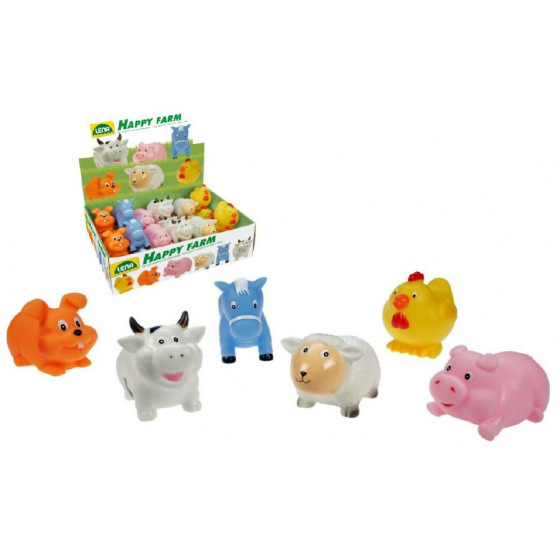 Lena Zvířátka stříkací 7cm Veselá farma gumová asst 6 druhů