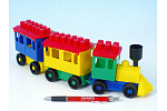 LORI Zestaw konstrukcyjny LORI 7 pociągów + 2 plastikowe wagony w torbie 9x26x5cm
