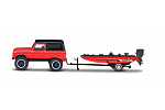 Maisto - Design Tow & Go, 1966 Ford Bronco z przyczepą i łodzią bassową, 1:64