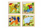Woody Puzzle 4 elementy "Maszyna", 4 motywy