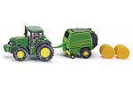 SIKU Blister - ciągnik John Deere z prasą belującą