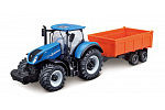 Bburago - FARMLAND, New Holland T7.315 HD s vyklápěcím přívěsem, 10 cm