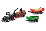 Bburago - FARMLAND, Set Valtra N174 se třemi přívěsy, 10 cm