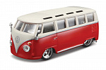 Bburago - Auta HOBBY, Volkswagen Van "Samba", červeno-bílá, 1:32