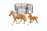 Rappa Zestaw Horse 2 szt. z ogrodzeniem brązowy z jasną grzywą