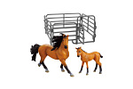 Rappa Zestaw Horse 2 szt. z ogrodzeniem brązowy z czarną grzywą
